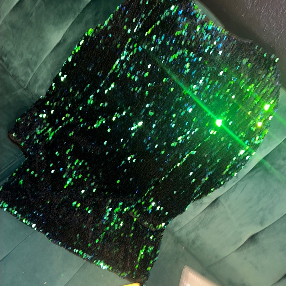 Sequin Black and Green Skirt